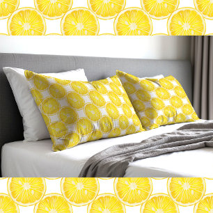 Lemons - hand drawn pattern on white accent pillow