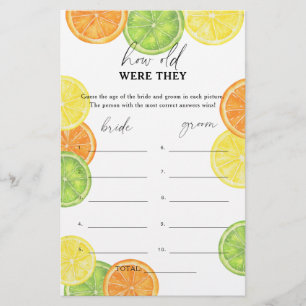 Lemons - How old were they bridal game