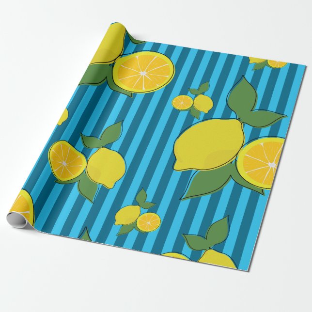 Lemons Illustration Wrapping Paper (Unrolled)