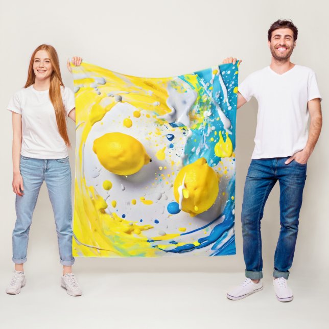 Lemons in a Splash Fleece Blanket (In Situ)