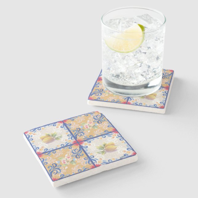 Lemons & Joy_1 Italian Tiles Style Stone Coaster (Side)