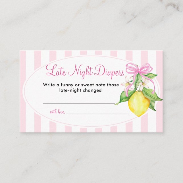 Lemons Late Night Diapers Game Ticket Enclosure Card (Front)