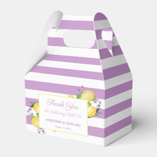 Lemons Lavender Purple Stripes Wedding Shower Favor Box