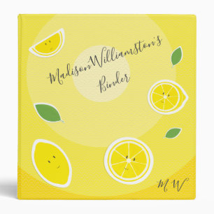 Lemons Leaf Faux Stickers Name Initials Fruit Food Binder