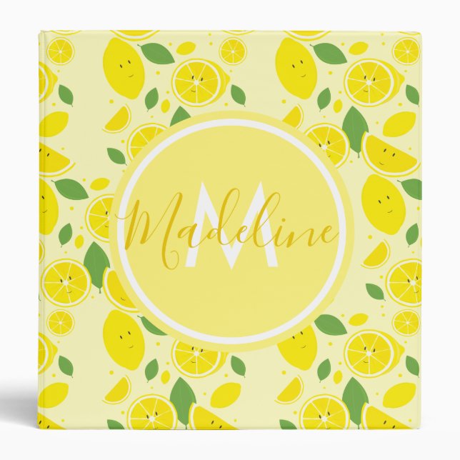 Lemons Leaf Pattern Name Initial Binder (Front)