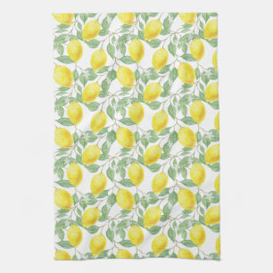 Lemons & Leaves Fruit Watercolor Pattern Kitchen Kitchen Towel