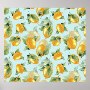 Lemons Leaves: Watercolor Seamless Print