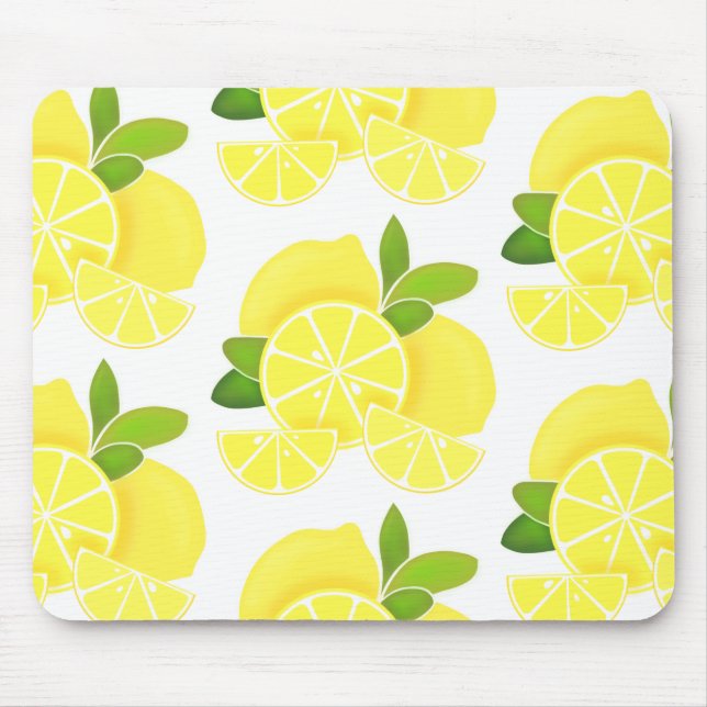Lemons | lemon slices | sunny citrus pattern    mouse pad (Front)