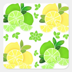 Lemons lime  lemon lime slices sunny citrus     square sticker