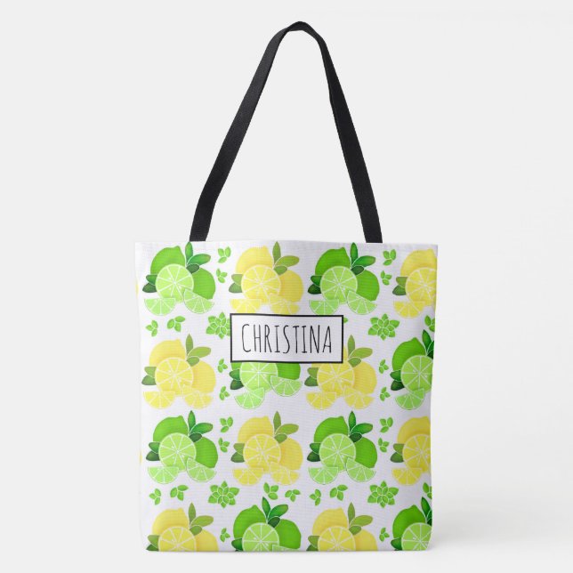 Lemons lime| lemon lime slices sunny citrus  tote bag (Front)