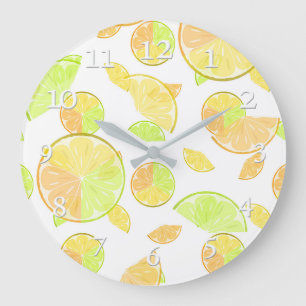 lemons lime orange slices fruit citrus nature large clock