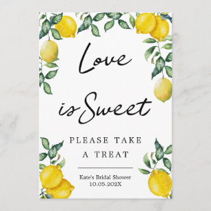 Lemons Love is sweet take a treat favour sign smal Invitation