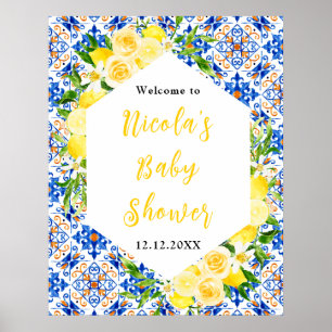 Lemons Mediterranean Baby Shower Welcome Poster