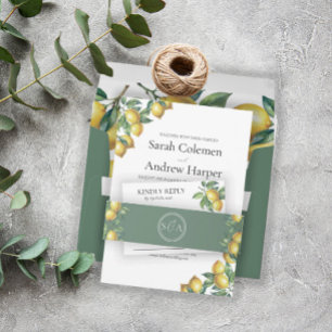Lemons Mediterranean Sicilian Destination Wedding  Invitation Belly Band