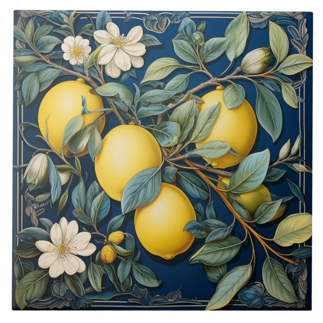 Lemons Mediterranean Summer Citrus Tile (Front)
