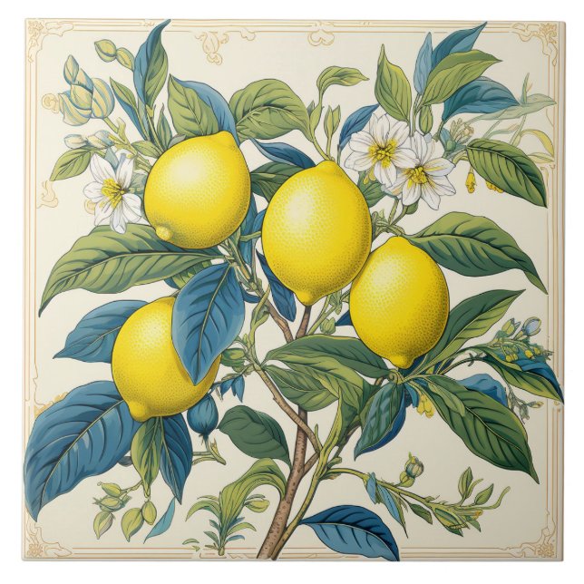 Lemons Mediterranean Summer Citrus Tile (Front)