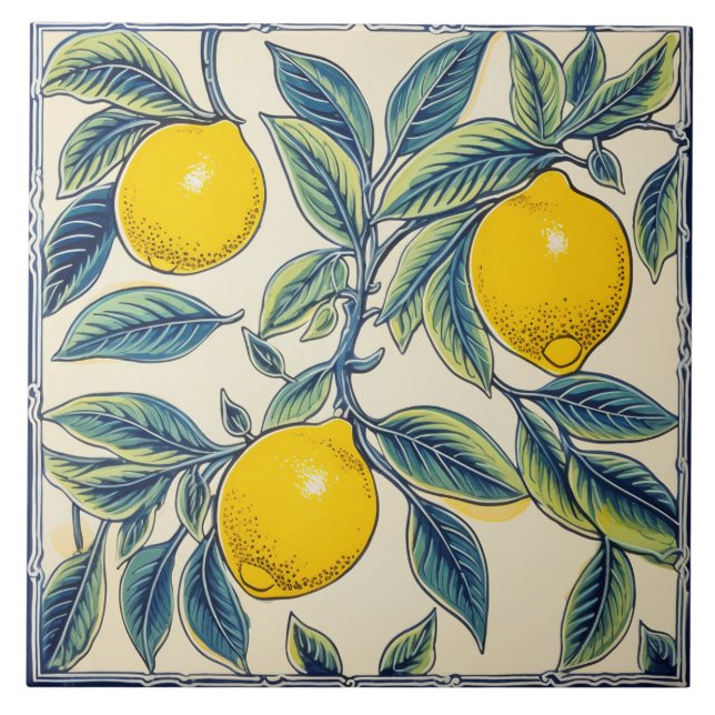 Lemons Mediterranean Summer Citrus Tile (Front)