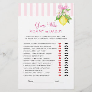Lemons Mommy or Daddy Baby Shower Game