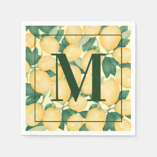Lemons Monogram Party Napkin