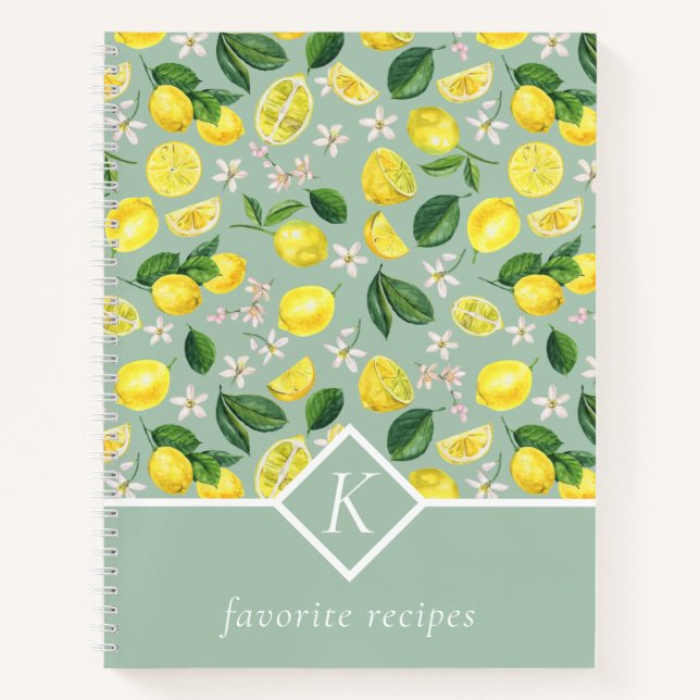 Lemons Monogram Recipe Book (Front)