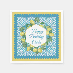 Lemons & Moroccan Blue Custom Party  Napkins
