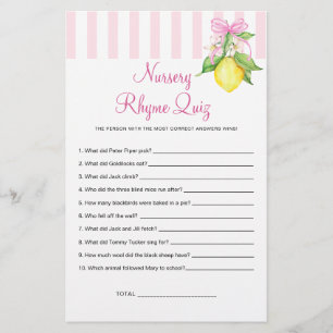 Lemons Nursery Rhyme Quiz Game