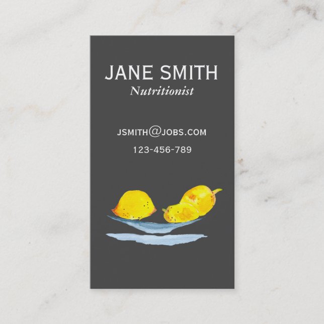 Lemons nutritionist wellness coach business card (Front)