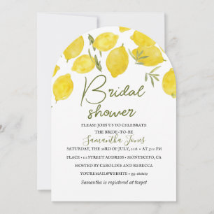 Lemons Olive branch Yellow Rustic Bridal Shower  Invitation