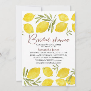 Lemons Olive branch Yellow Rustic Bridal Shower  Invitation