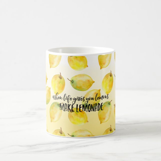 Lemons ombre watercolor inspirational quote coffee mug (Center)