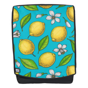 Lemons on blue backpack