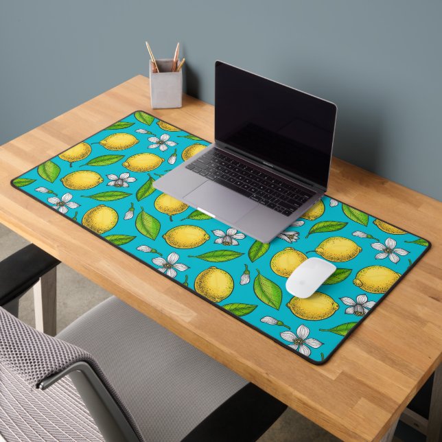 Lemons on blue desk mat (Office 2)