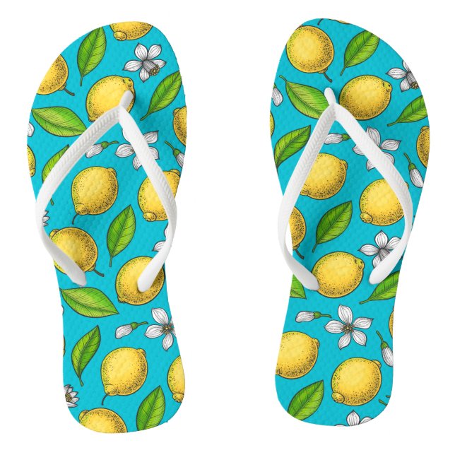 Lemons on blue flip flops (Footbed)