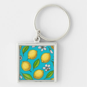 Lemons on blue keychain