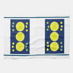 Lemons on Blue Kitchen Towel