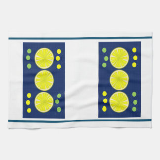Lemons on Blue Kitchen Towel