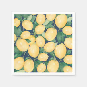 Lemons on Navy Blue Napkin