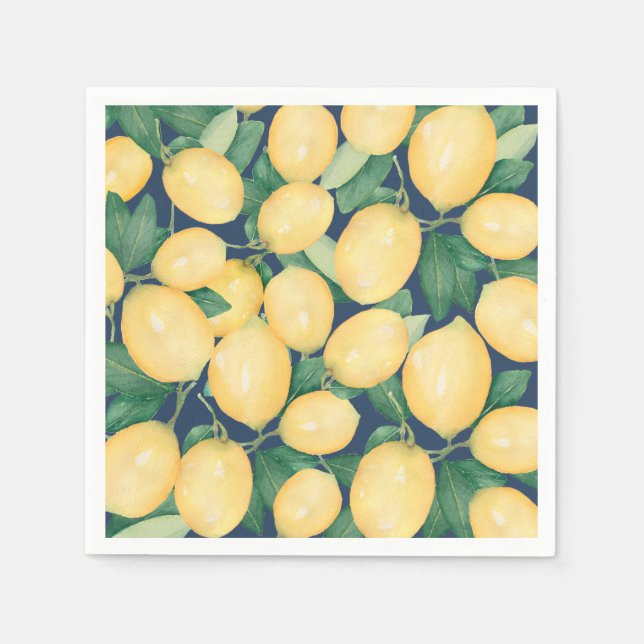 Lemons on Navy Blue Napkin (Front)