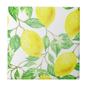 Lemons on Vine Design Citrus Theme Tile