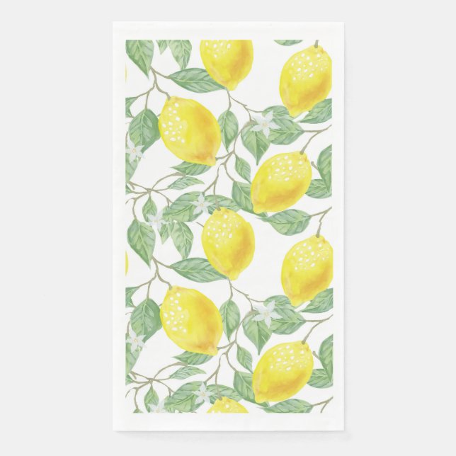 Lemons on Vine Design Napkin (Front)