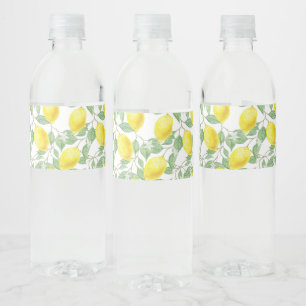 Lemons on Vine Design Water Bottle Label