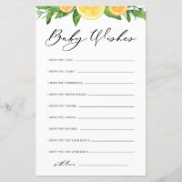 Lemons & Oranges Baby Shower Well Wishes for Baby