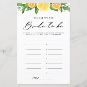 Lemons & Oranges How Old was the Bride Photo Game
