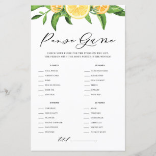 Lemons & Oranges What's in Your Purse Shower Game