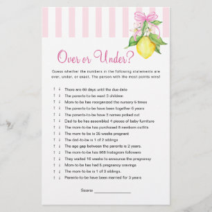 Lemons Over or Under Baby Shower Game