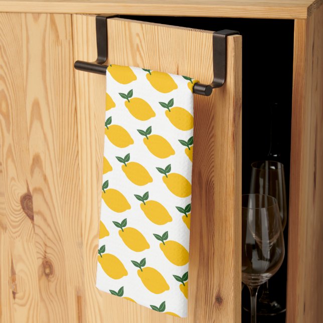 Lemons Pattern Cute Citrus Summer Yellow Fruit  Kitchen Towel (Thirds Fold)