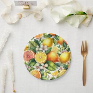 Lemons Pattern Paper Plate