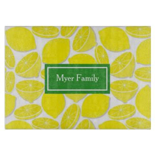 Lemons Personalized Glass Cutting Board