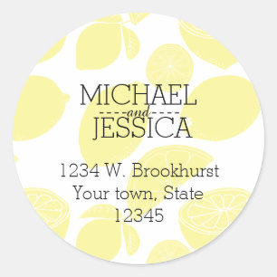 Lemons Personalized  name and address Classic Round Sticker