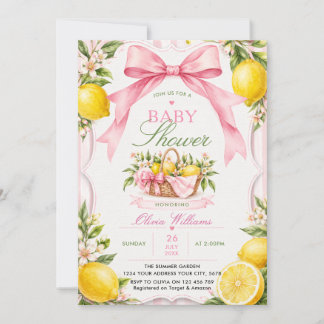 Lemons Pink Coquette Baby Shower Invitation